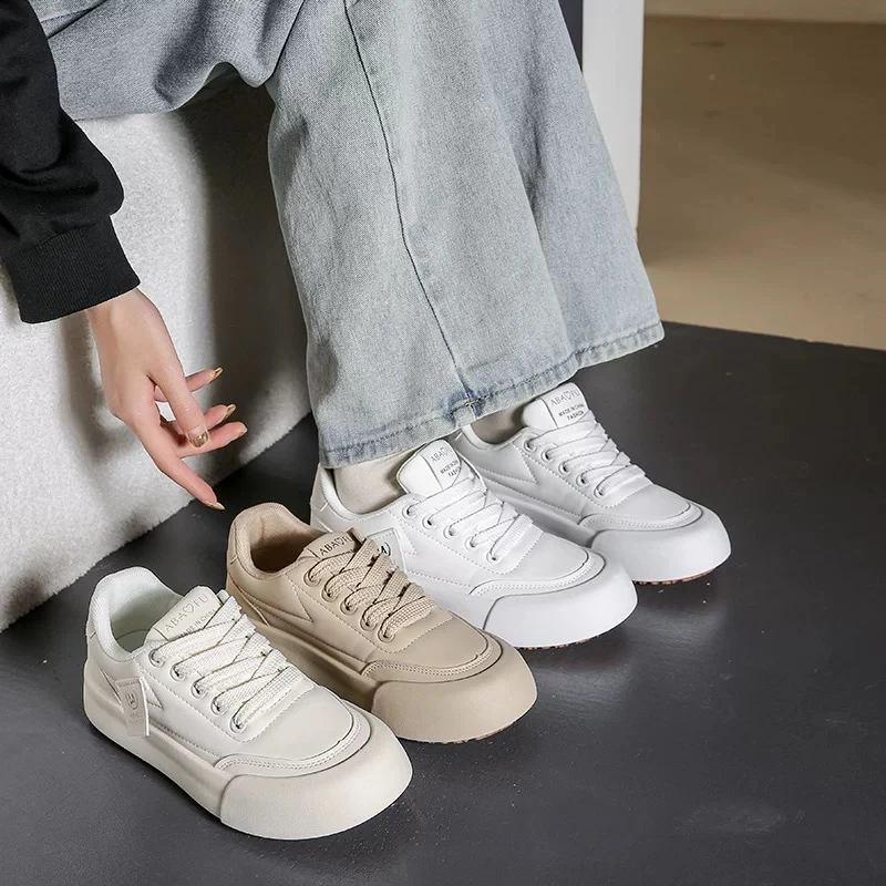 Ou Shi Yuan/欧诗媛春夏皮面板鞋小白鞋休闲鞋百搭学生潮鞋RD7662