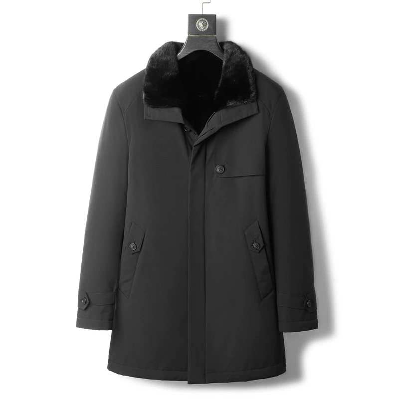 deerfulai/德尔弗莱23新款可脱卸水貂内胆整貂长款翻领派克服