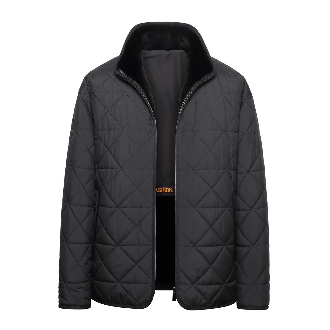 NAFA貂绒一体尼克服男水貂短款皮毛一体翻领外套987510