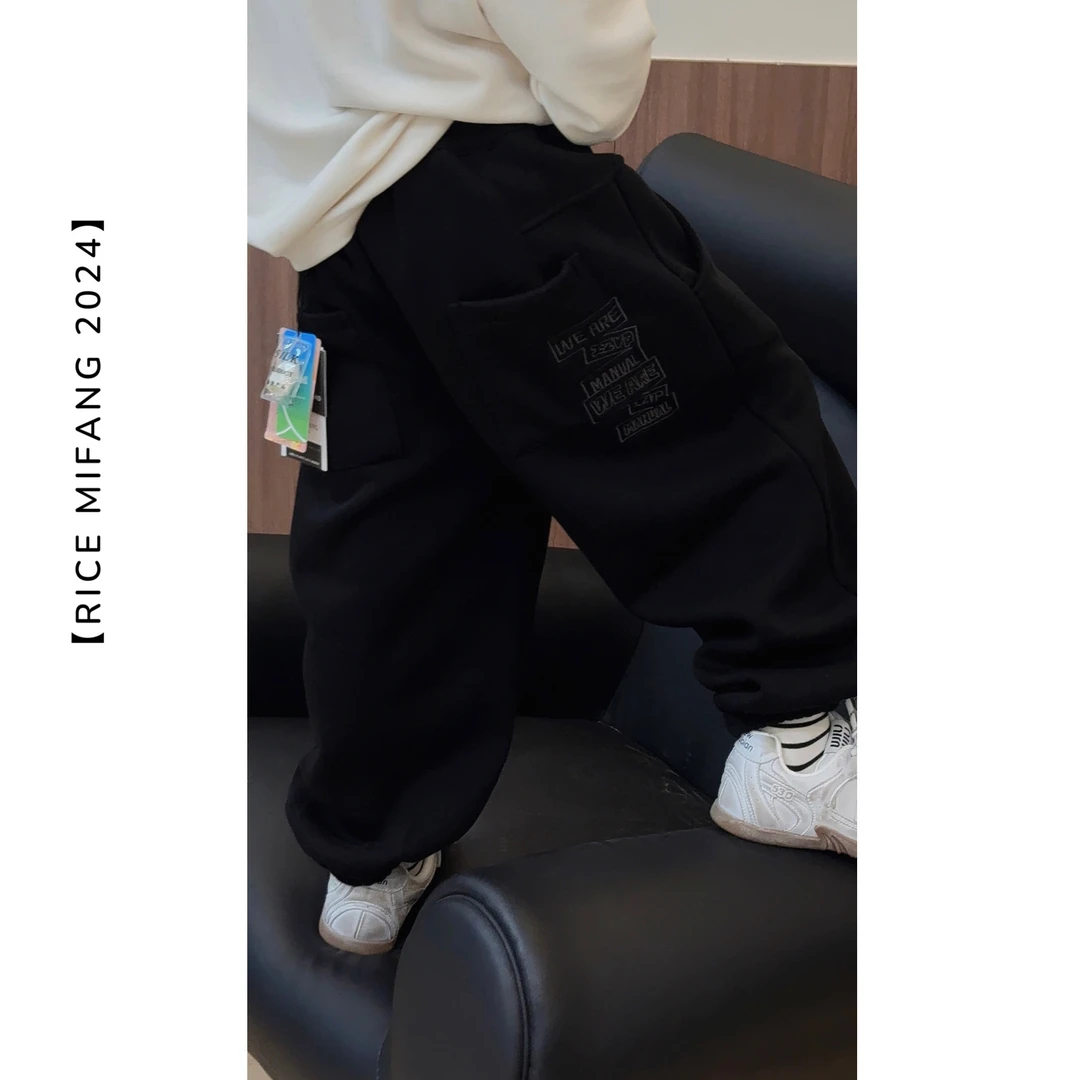 面膜卫裤  一件没有那么粘毛的黑色卫裤 一体绒 RICE MIFANG