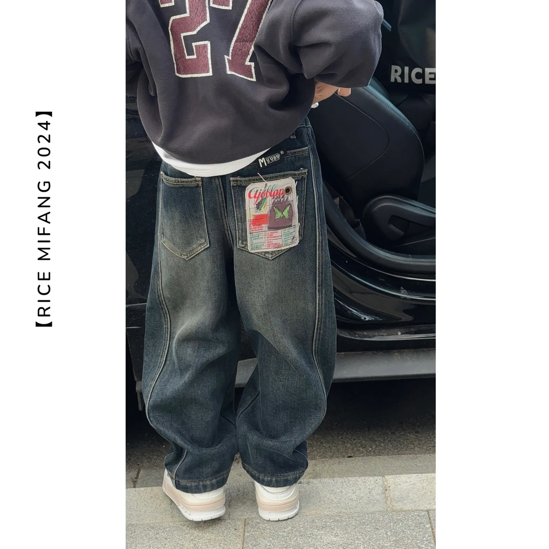 鸢尾蝴蝶 镰刀牛仔裤 一体绒 不是宽裤脚哦   RICE MIFANG