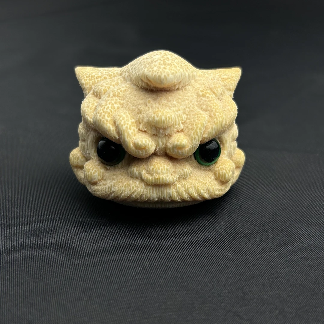 【凤竹手创】新款独角醒狮 直径4.5以上 把件摆件 实心竹雕刻