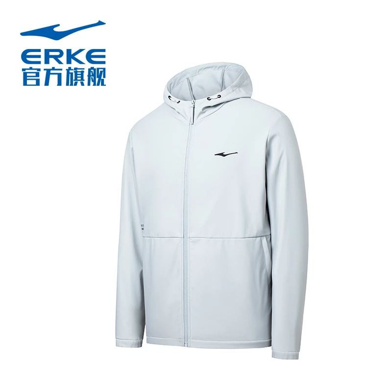 erke/鸿星尔克男款运动加厚防风衣连帽夹克外套上衣51222402082