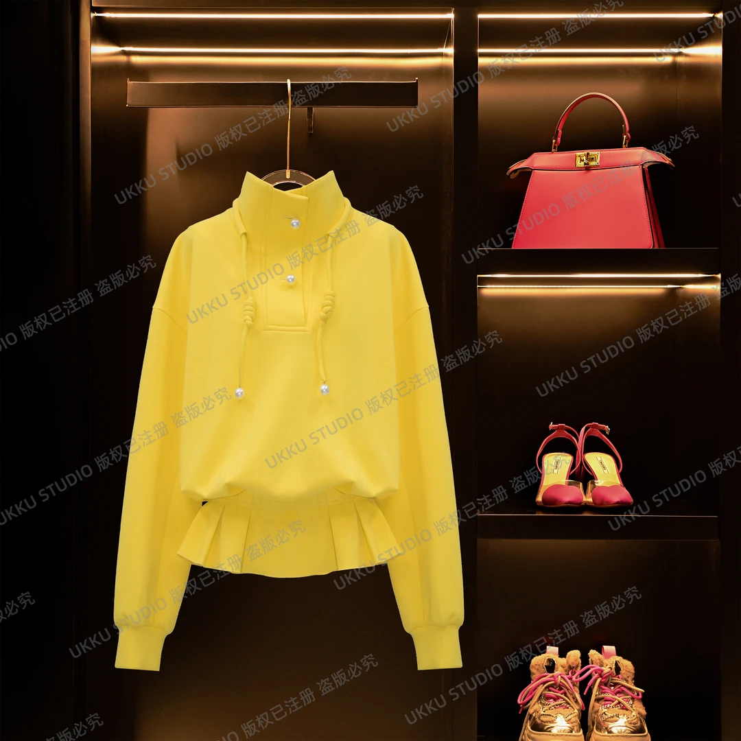 璎珞【UKKUSTUDIO】早秋设计感小众卫衣珍珠扣子312550