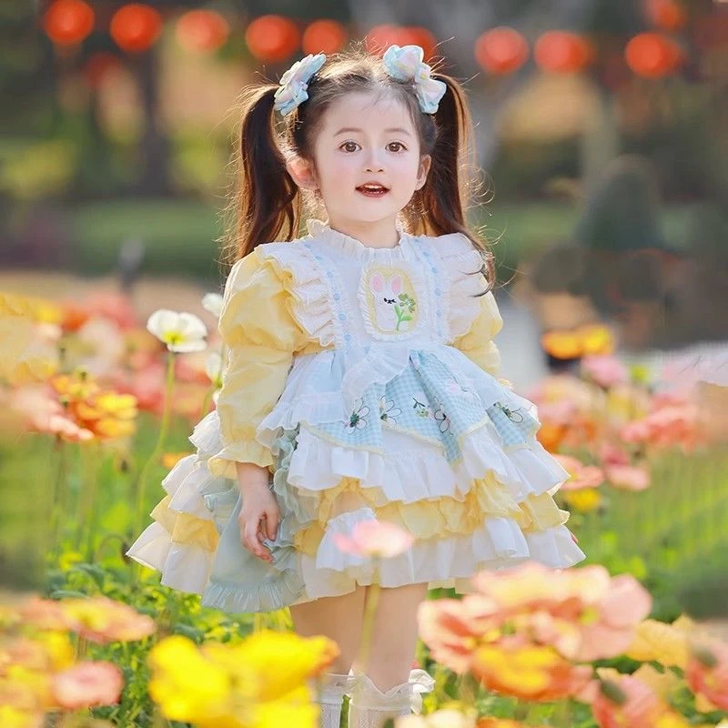 洛丽塔女童公主裙秋装儿童小女孩生日礼服裙子洋气宝宝连衣裙秋款