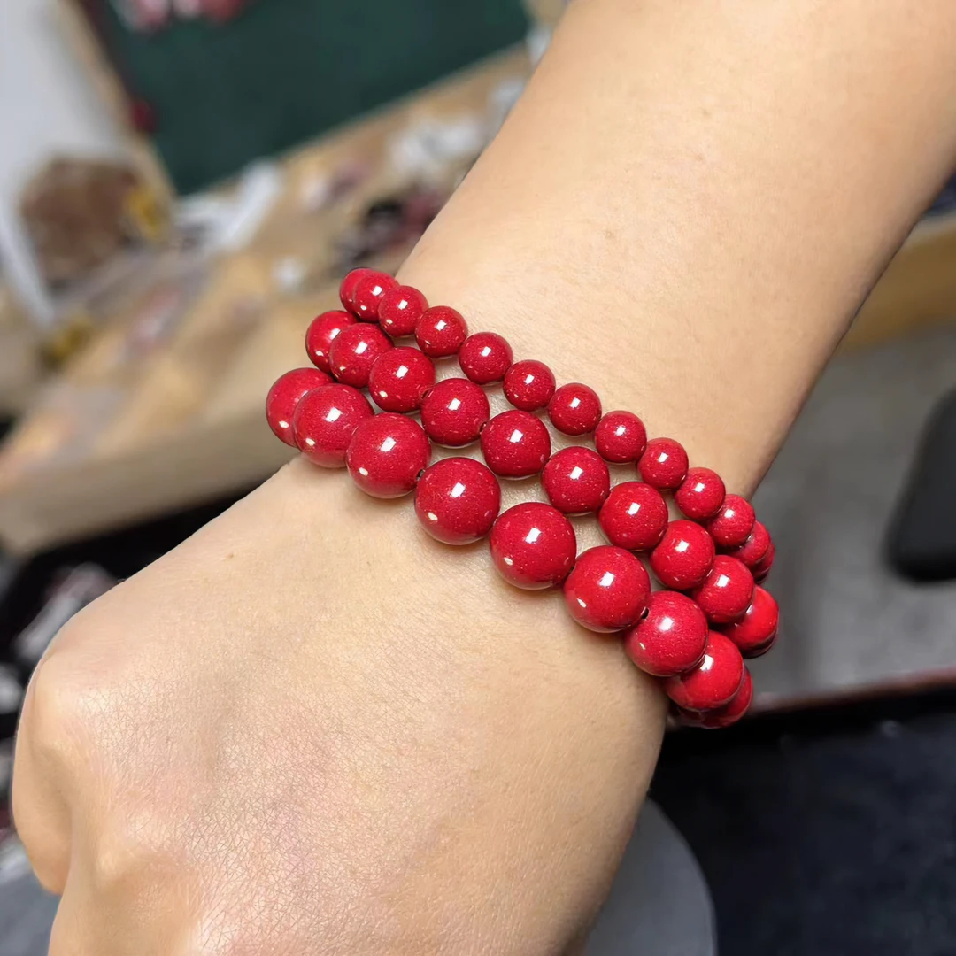 含辰砂工艺品甄选晶粉砂卡10MM单圈情侣简约颗数18高含