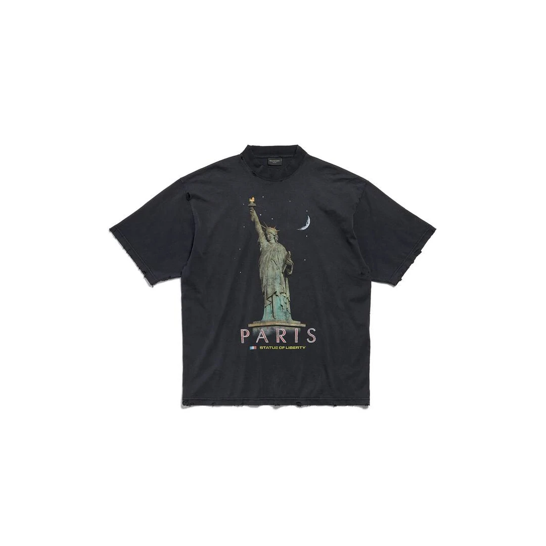 全新未使用 Balenciaga/巴黎世家 专柜 自由女神做旧T恤 3-4周到