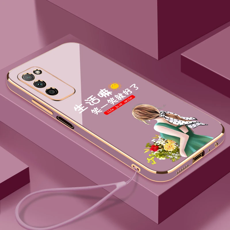 生活嘛笑一笑荣耀30青春版手机壳超薄硅胶软壳防摔挂绳镜头保护套