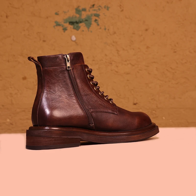 【原创手工】高帮男士男款真皮秋冬新品中帮皮靴子男潮短靴子复古