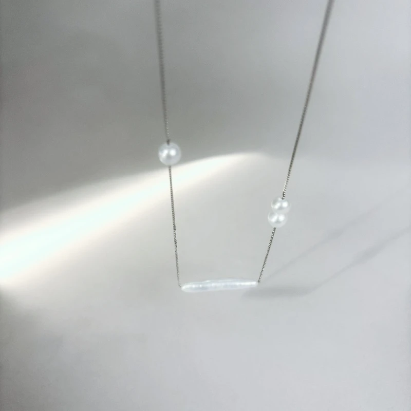 淡水珍珠小银条925银项链小众原创轻奢百搭简约礼物女