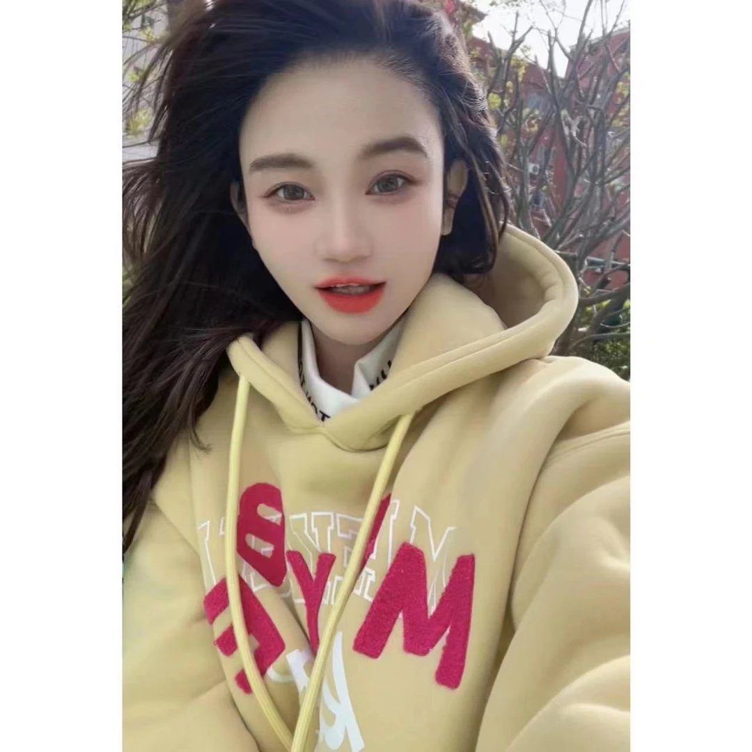 【旅行意义】加厚羊羔绒连帽宽松卫衣双层帽冬季加绒卫衣SQ6105