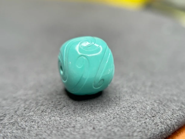 湖北天然原矿瓷釉级绿松石博古老型珠文玩配饰