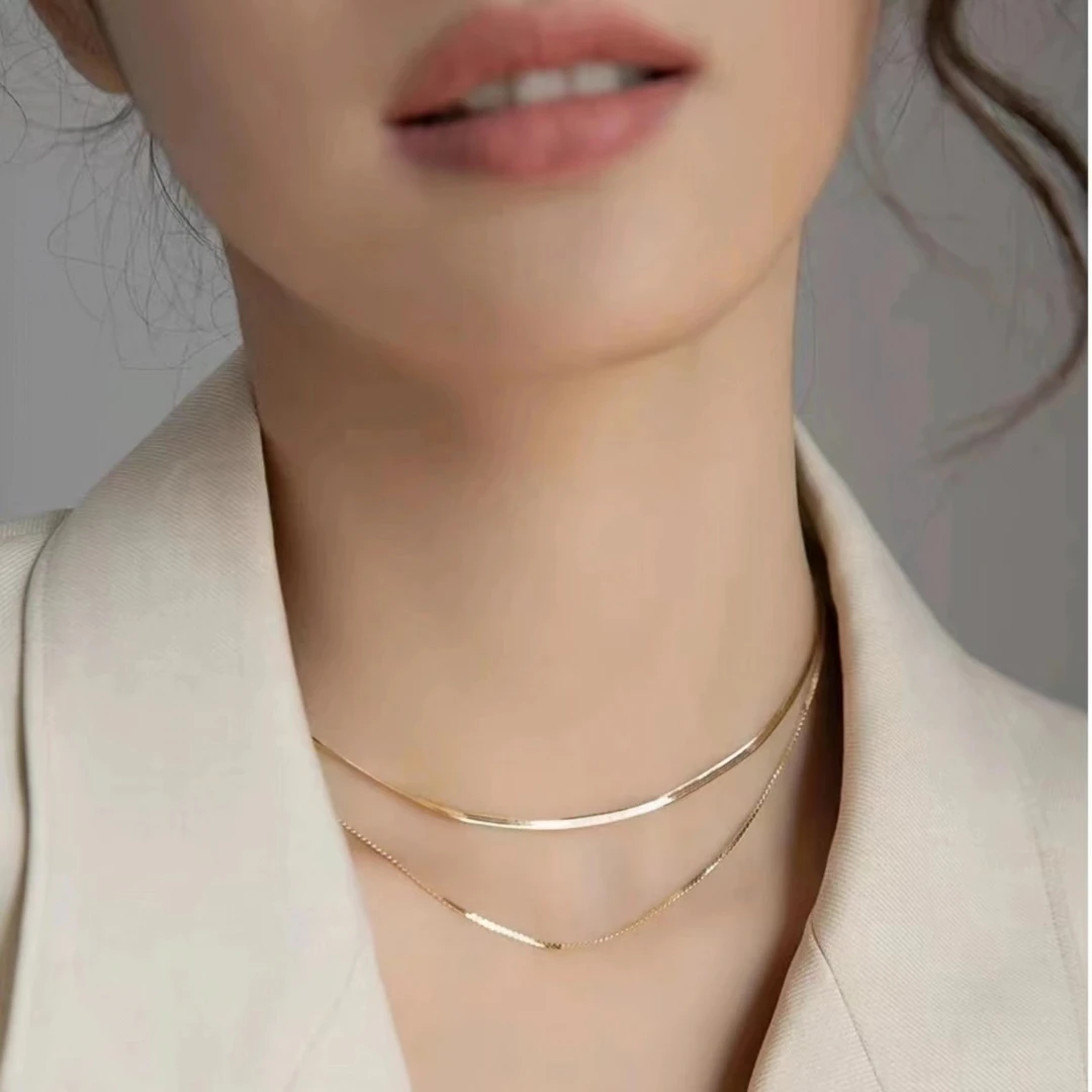 铜合金项链 正版双层叠戴蛇骨链项链锁骨链爱凌同款不掉色必备