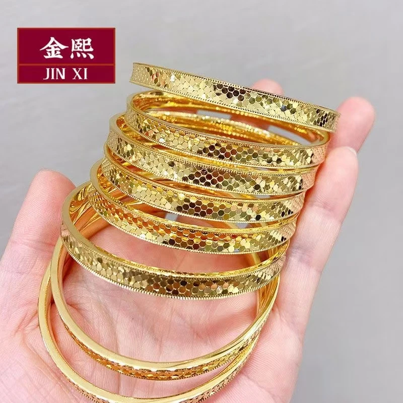 足银手镯 罗湖足银外包金 碎碎冰蹦迪手镯