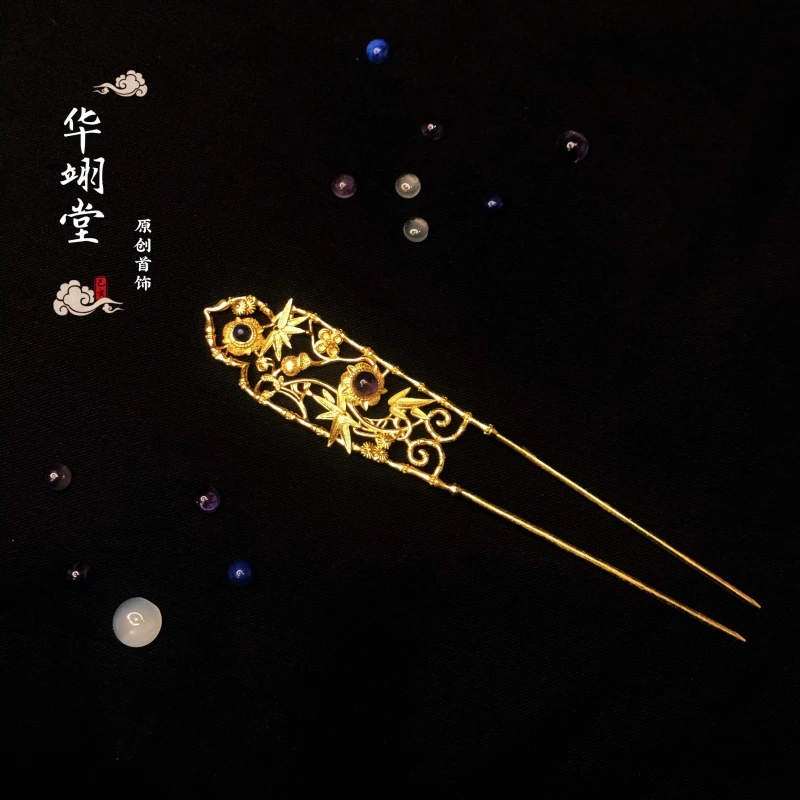 华翊堂古风錾刻发簪汉服发簪配饰四季竹钗