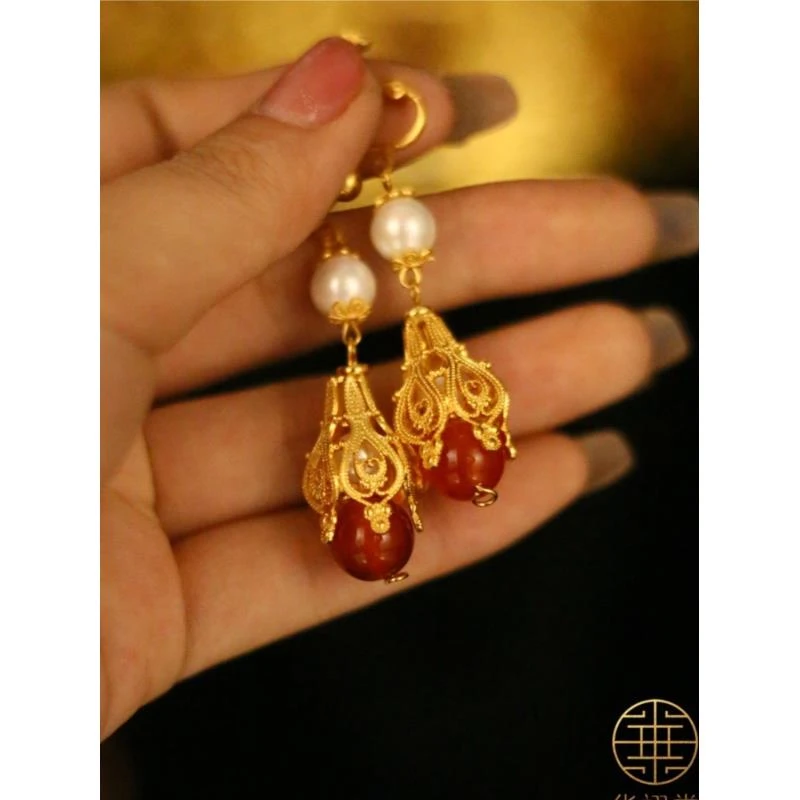 铜合金耳饰 华翊堂原创设计龙跃凤鸣耳饰