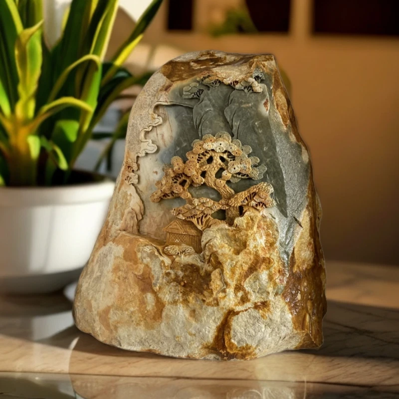 精雕天然石摆台装饰摆件