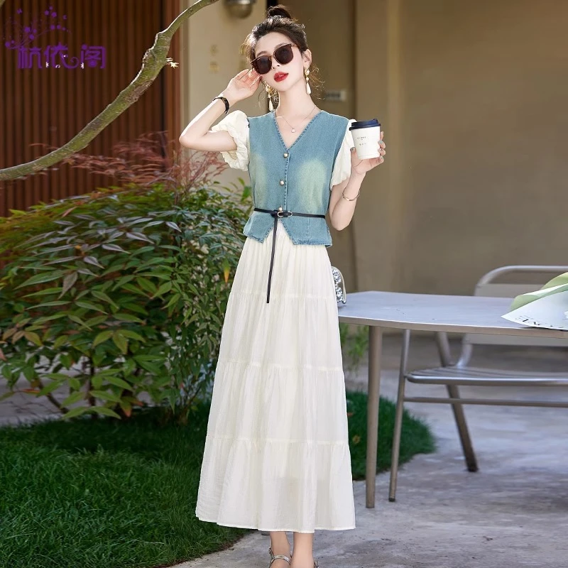 夏季套装连衣裙女装2025新款减龄洋气上档次时尚一整套两件套裙子