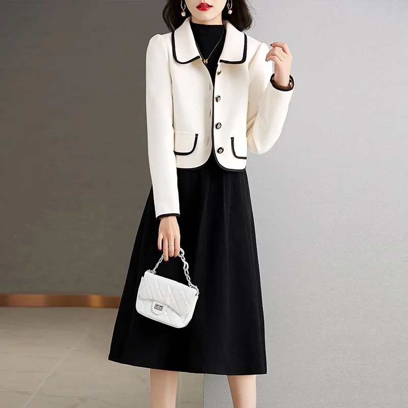小香风毛呢套装女2025年春秋新款高级感气质时尚外套半身裙两件套