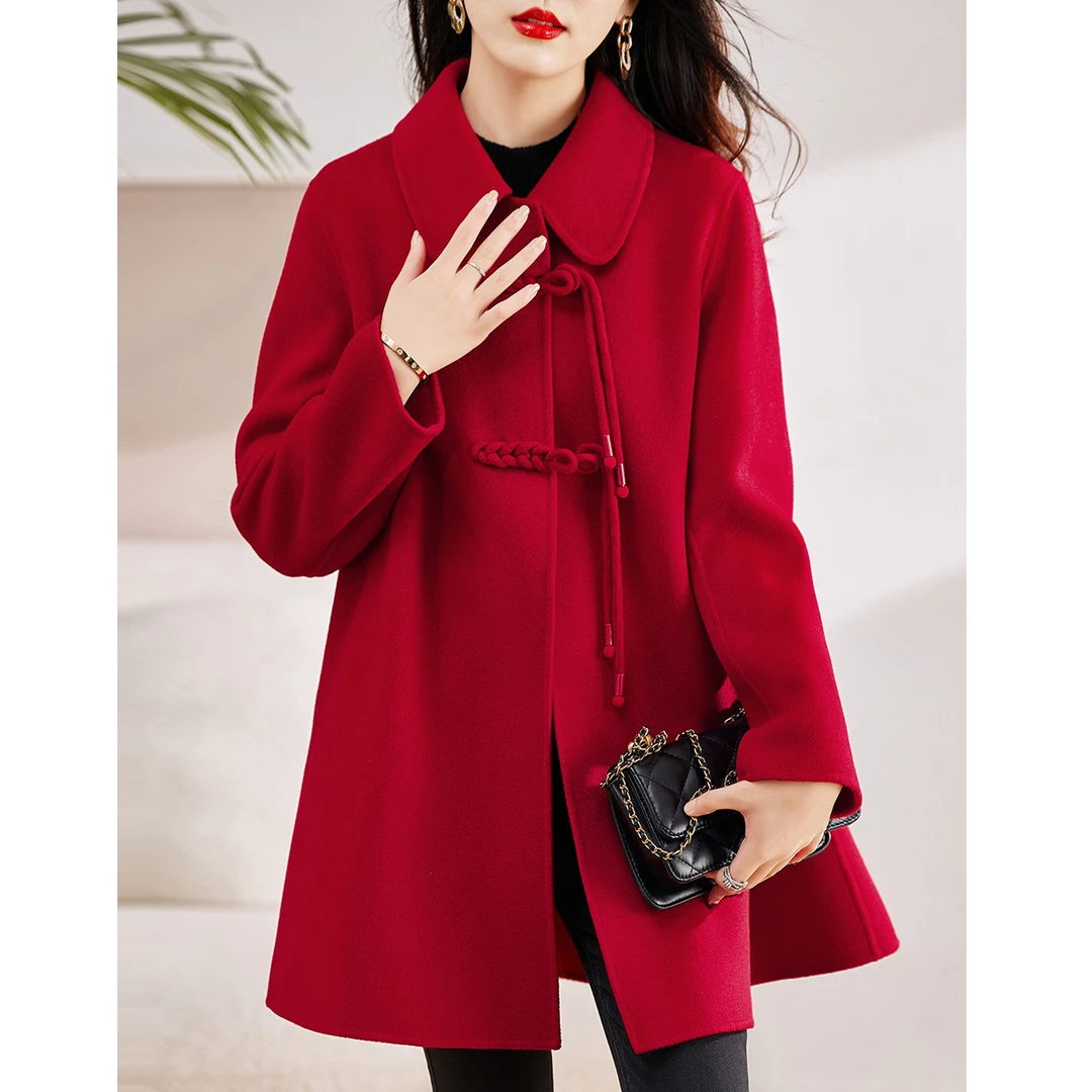 双面呢羊毛大衣2025年新款春秋流行中长款宽松洋气呢子外套22183