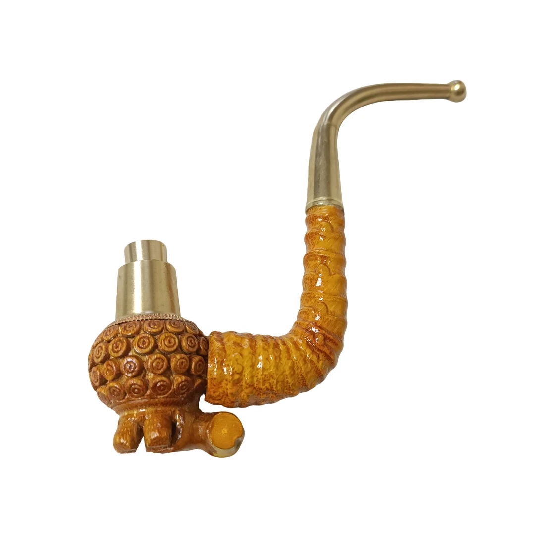 贵州民间竹根雕刻烟杆老巴斗大号一弯17公分复古烟斗工艺品气质