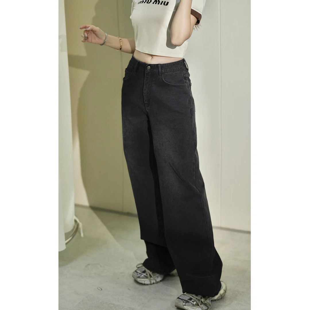 特价链接--LMR 新品cleanfit风格宽松显瘦黑灰色牛仔裤-52