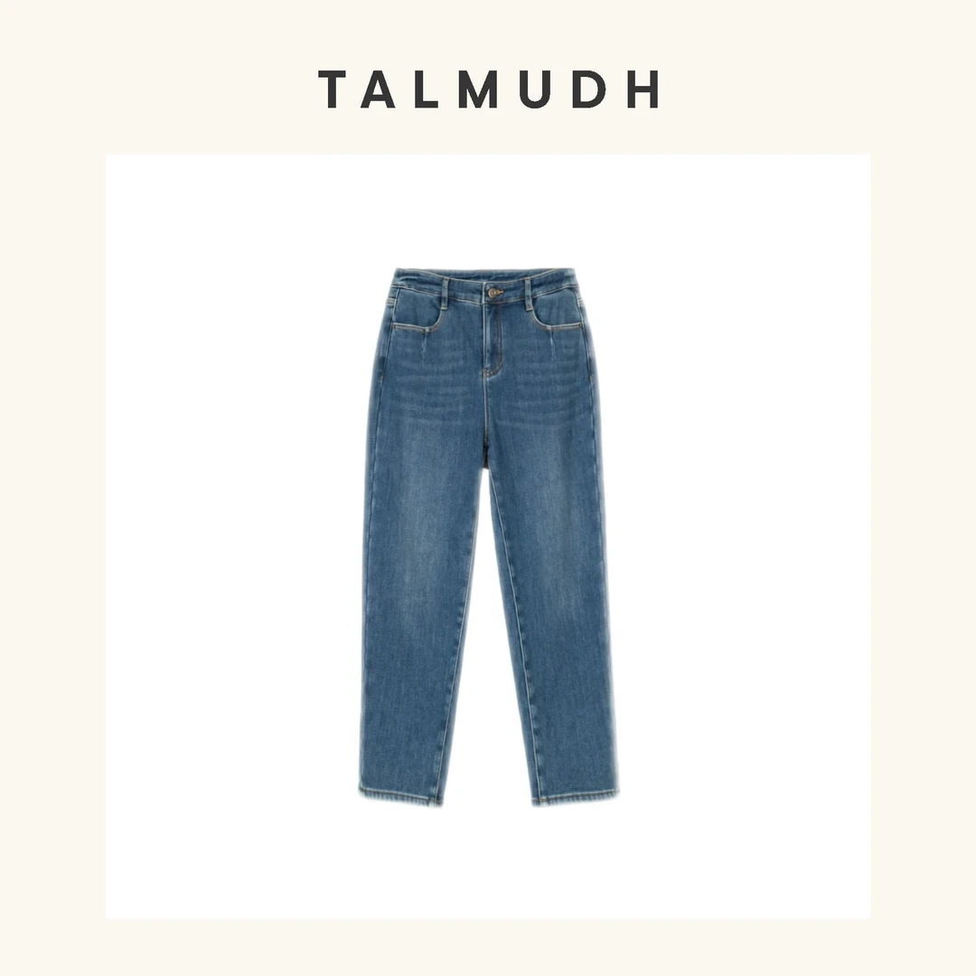 T/A 梨形天菜 加绒加厚高腰弹力锥形百搭水洗秋冬季牛仔裤Z105