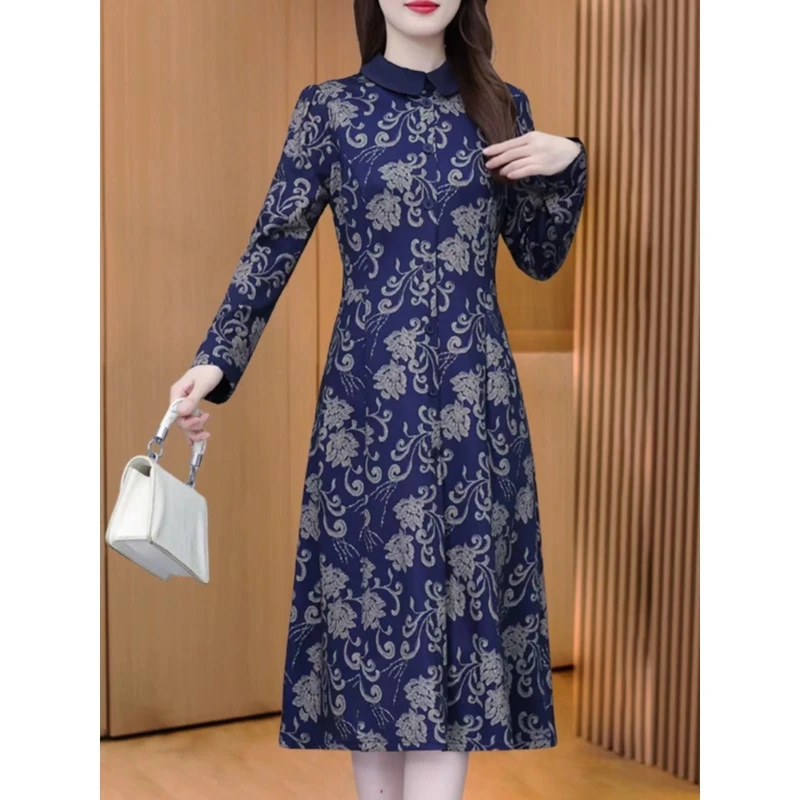 【A234】2024新款秋冬加厚时尚修身显瘦高端气质长袖连衣裙