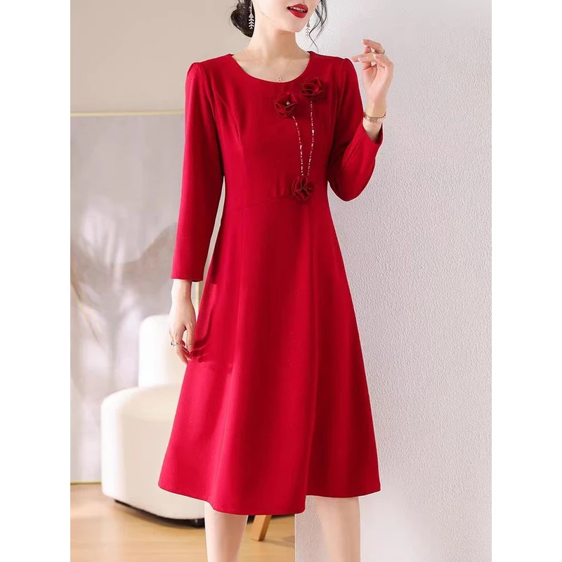 【Z166】2024新款时尚修身显瘦高端气质长袖连衣裙【直播间实物为准】