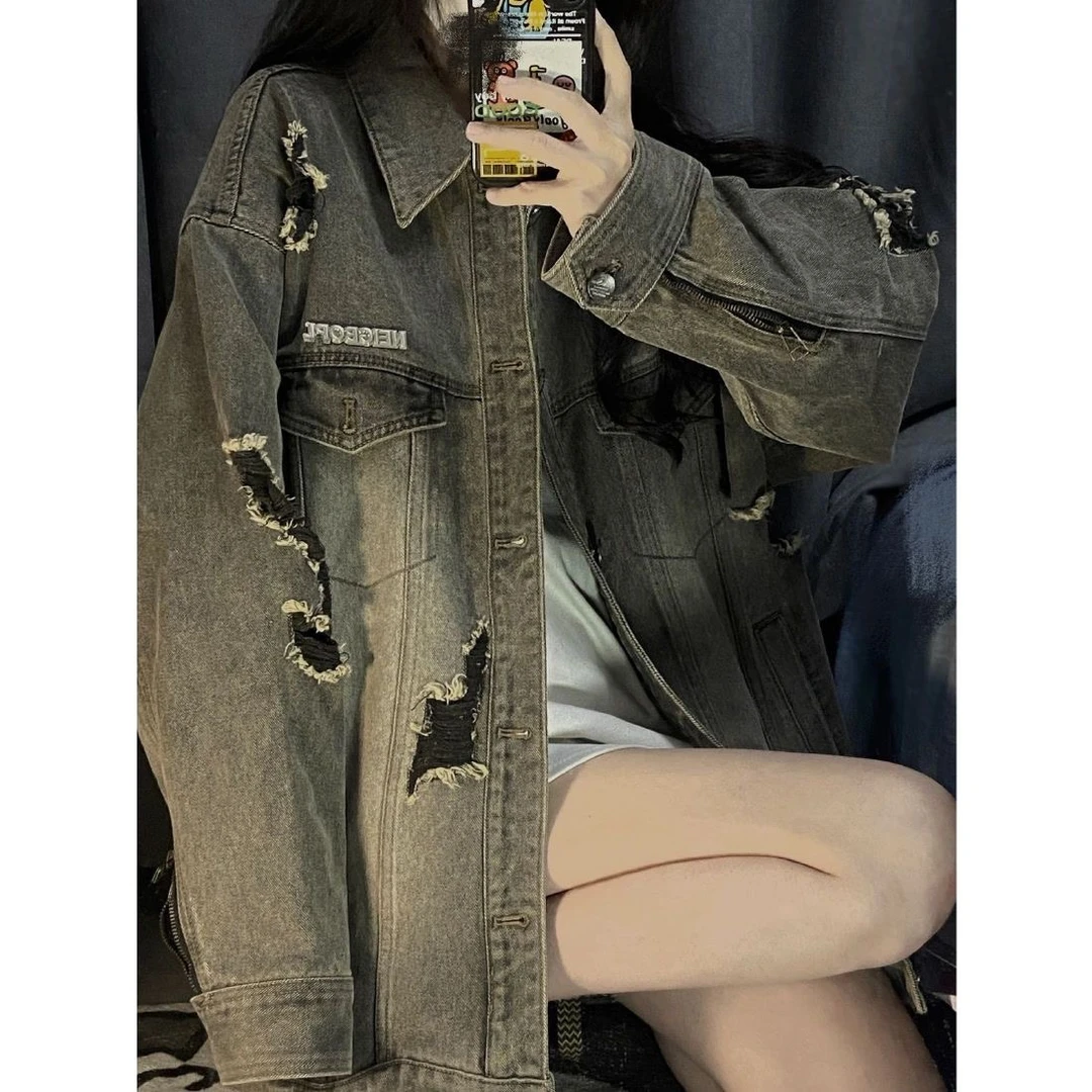 JIN·901~950新款2024外套网红复古宽松机车休闲款春秋牛仔外套