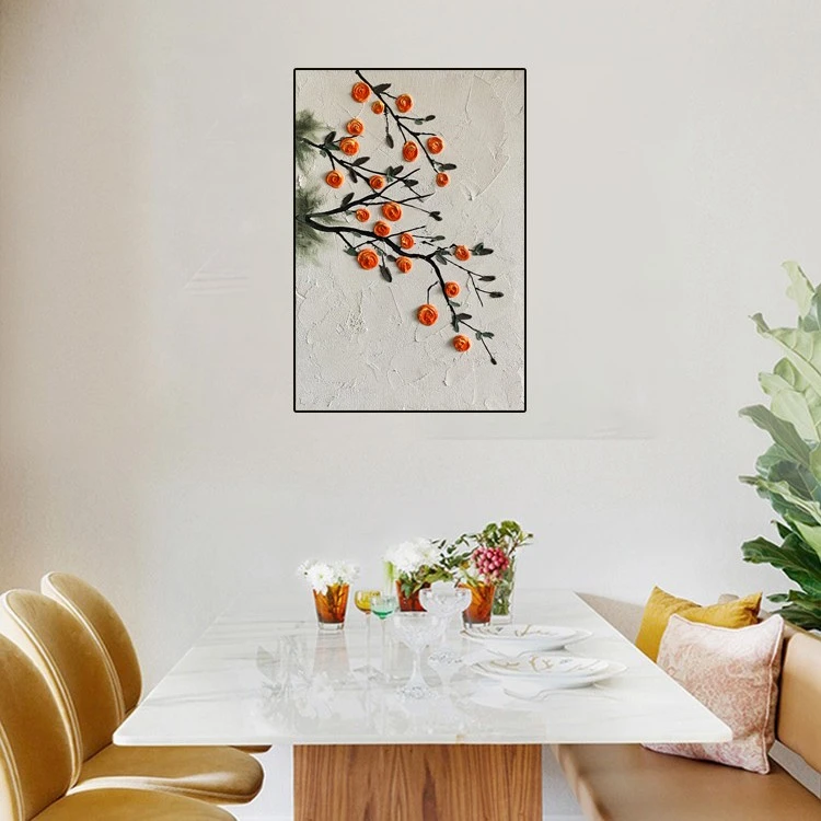 CT 444-4 小柿子餐厅手绘油画装饰画餐厅画沙发轻奢背景田园风