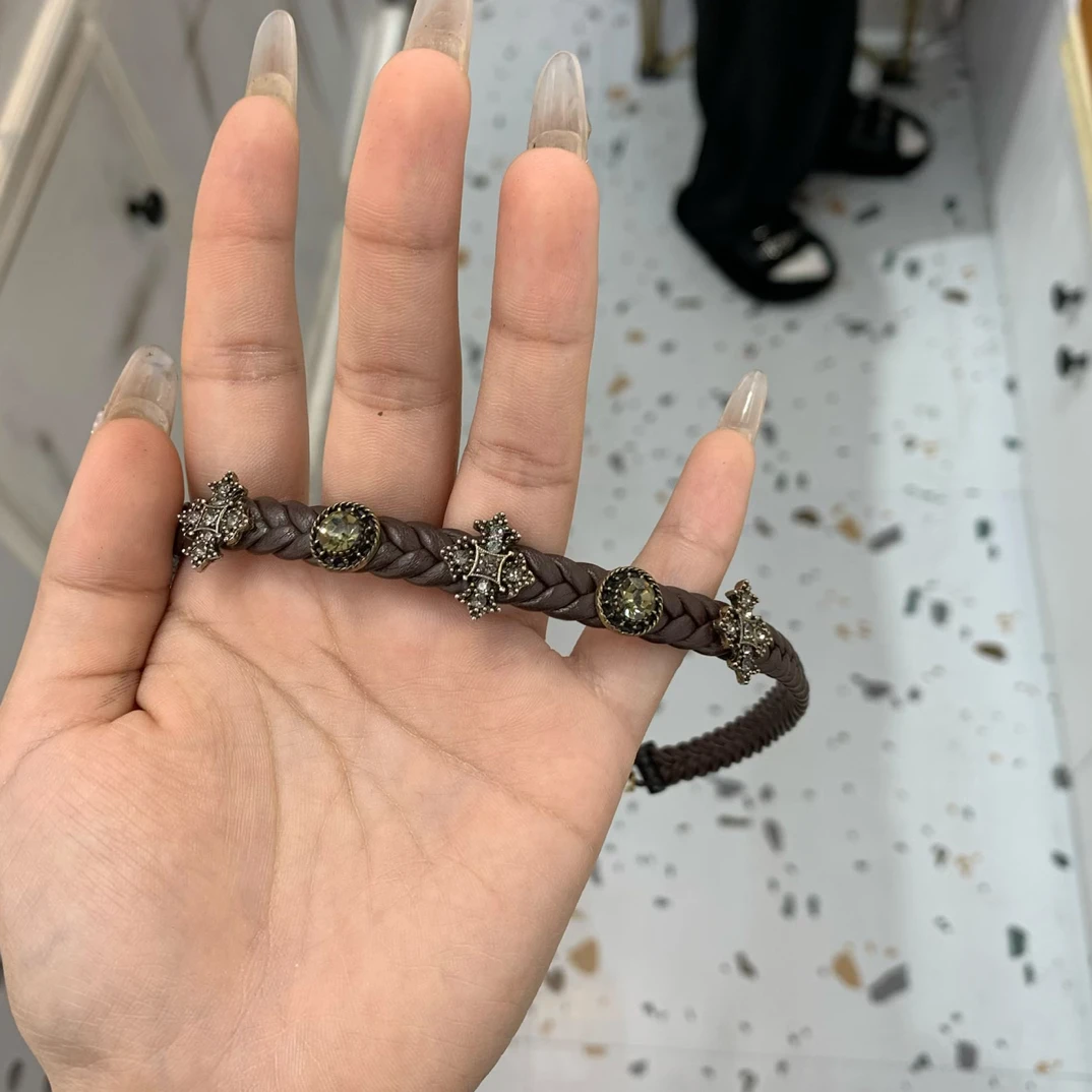 铜合金皮质项链 夏日辣妹棕色皮质chocker 酷复古时尚颈链4007
