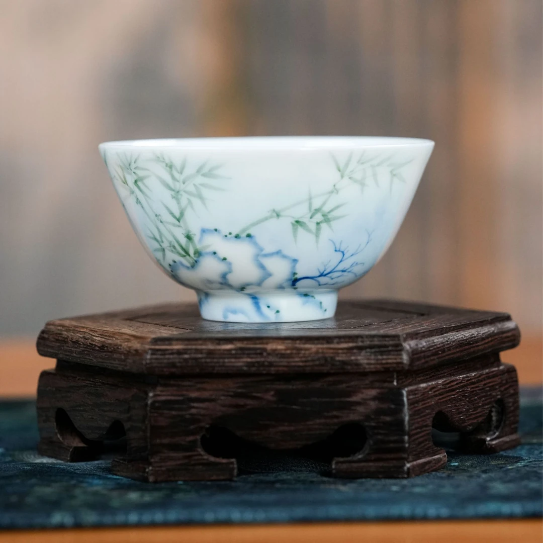 洞天竹影主人杯  手工手绘