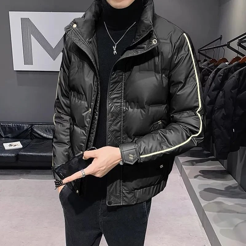 2023爆款羽绒服短款冬季装压花新品立领羽绒衣男士潮牌加厚外套男