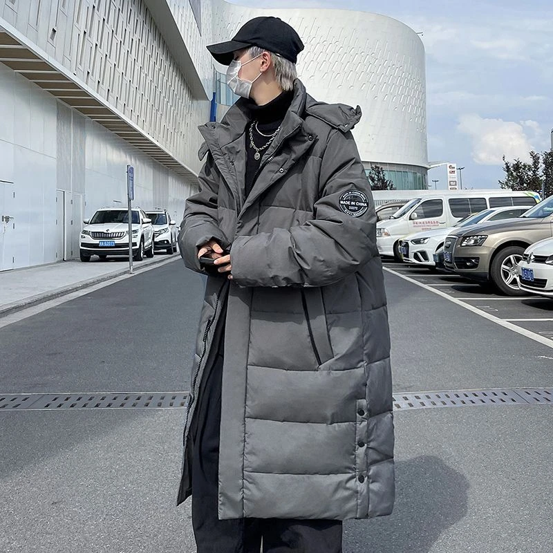 羽绒服男防寒冬季过膝长款青年加厚保暖白鸭绒美式大毛领街头港风