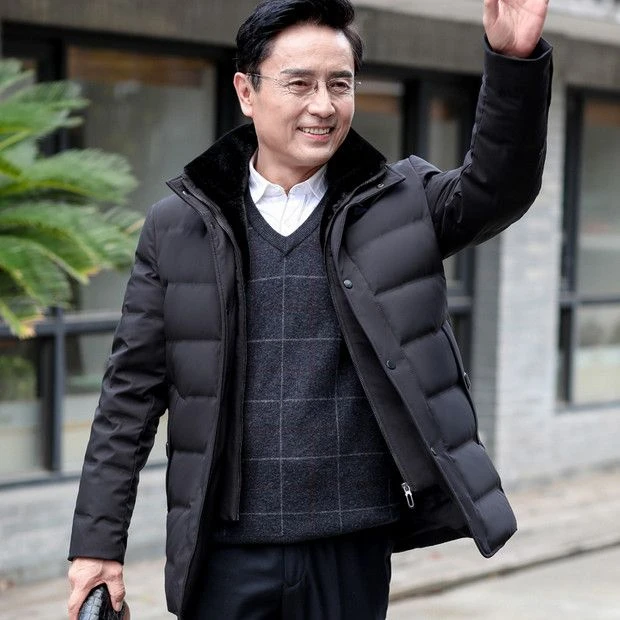 冬季中老年羽绒服男士加厚短款保暖中年人男装爸爸冬装时尚羽绒服