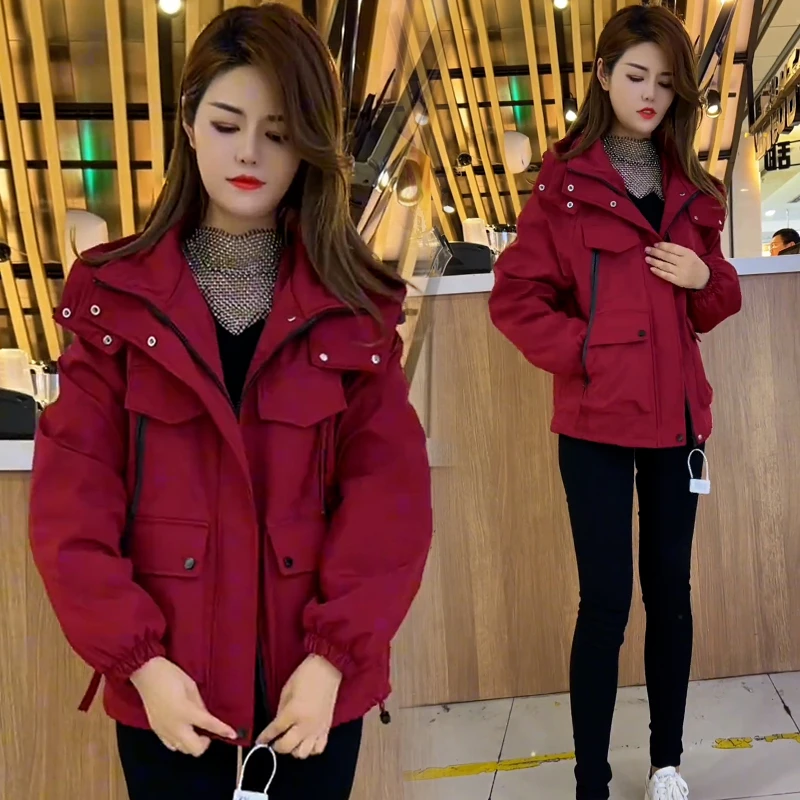 2025年秋冬新款欧货连帽冲锋衣女休闲百搭宽松显瘦洋气减龄短外套