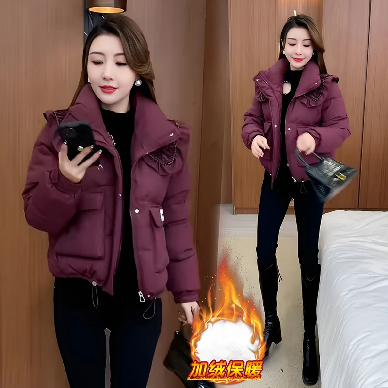 加绒加厚时尚洋气棉服女2025年冬季新款宽松显瘦气质保暖短外套潮