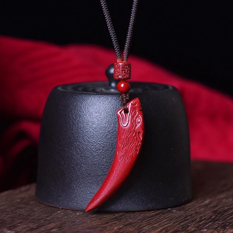 【正品朱砂】高含量紫金砂情侣款吊坠狼牙形状挂坠男女款朱砂吊坠