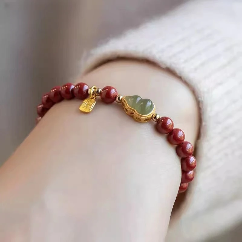 【正品朱砂】高含量紫金砂朱砂葫芦手链女士时尚单圈手链