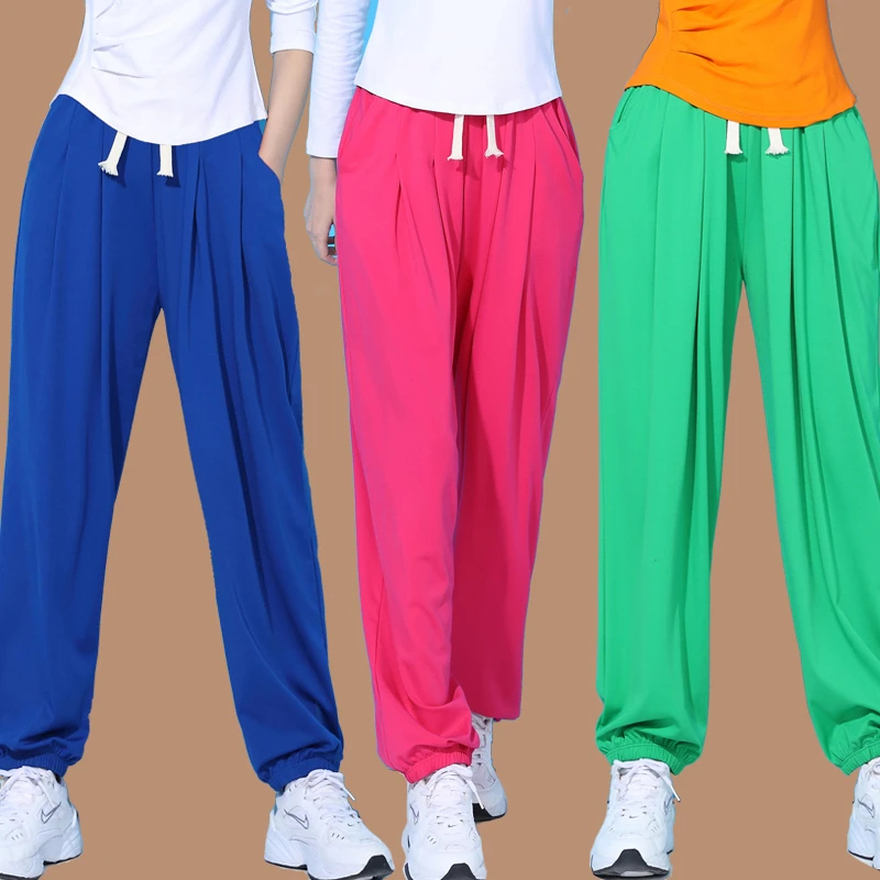 广场舞裤子新款夏季宽松高腰运动表演练功服灯笼裤团体操阔腿裤女