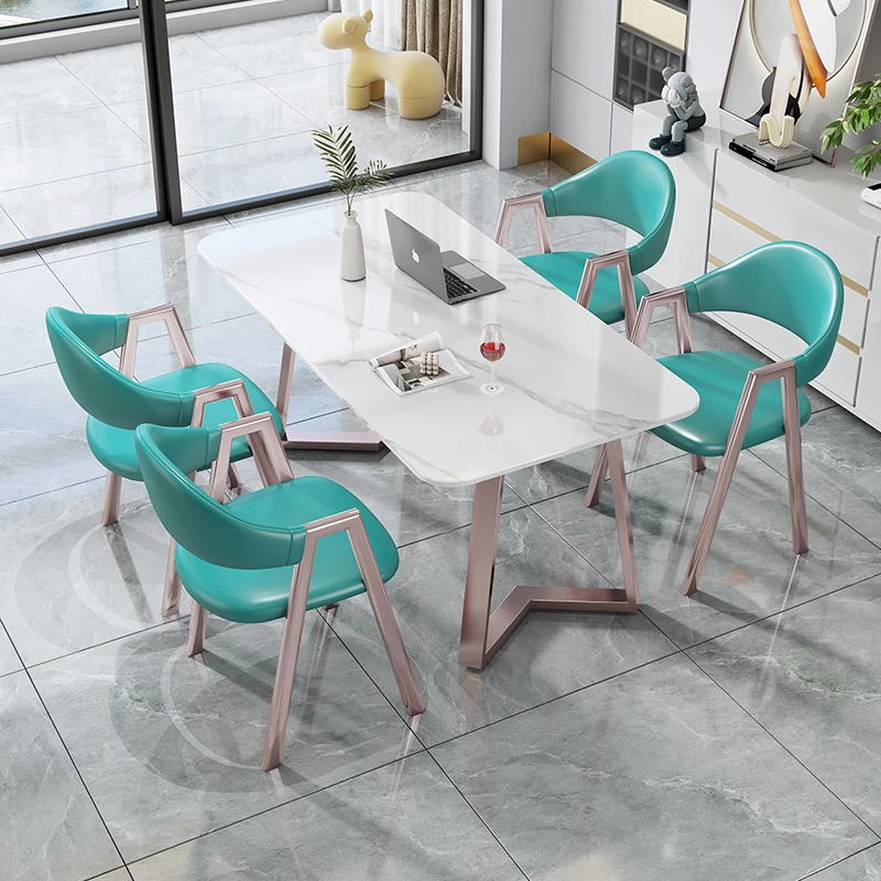 2023新款餐厅岩板桌椅组合轻奢北欧小户型家用长桌子吃饭简易餐桌