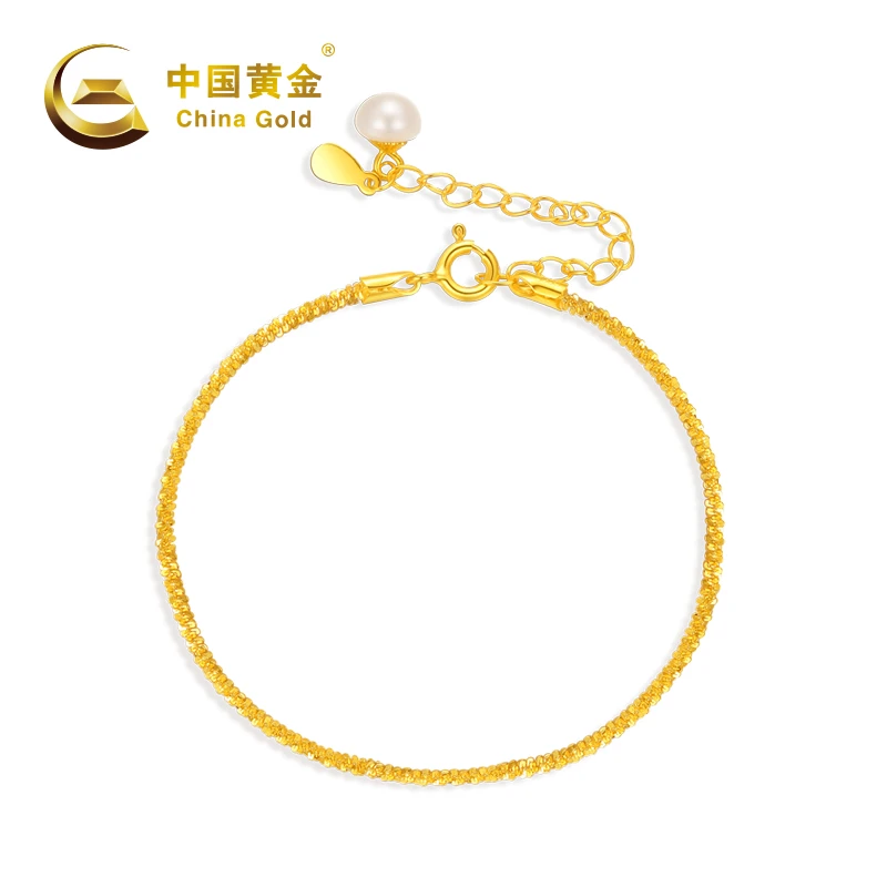 S925银镀金【中国黄金】SY1404#  珍珠雪花手链时尚手饰五金女孩