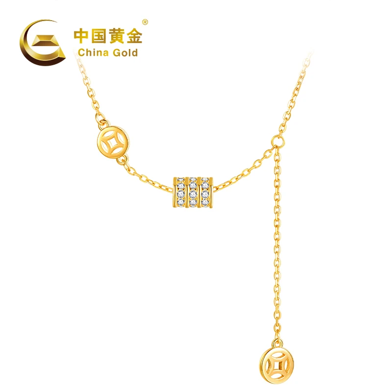 坠链均925银合成锆石 2555#财源滚滚 小蛮腰项链锁骨链轻奢气质