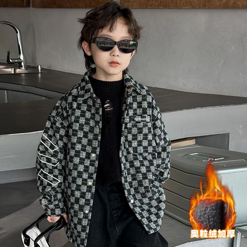 男童外套秋冬一体绒2024秋装儿童中大童洋气上衣男孩冬季夹克