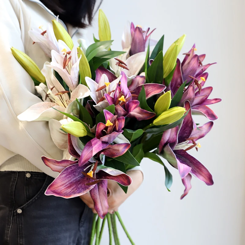 芙菡居品特大号仿真百合花高档假花绢花客厅轻奢高端花束装饰摆件