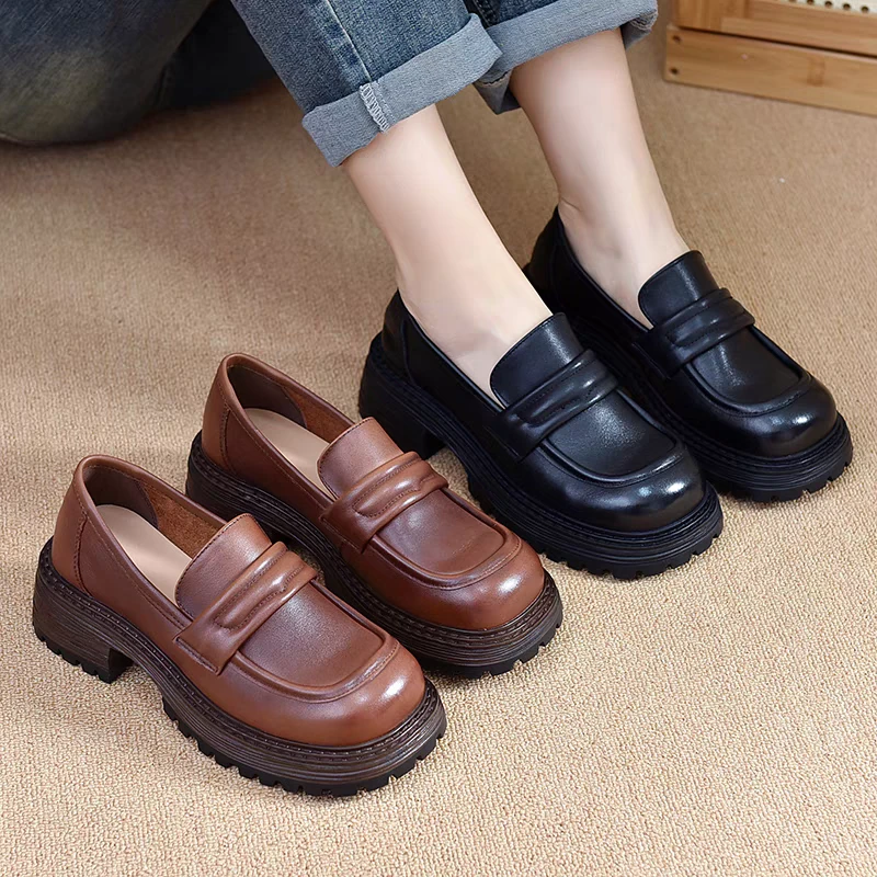 [113608]头层牛皮手工复古乐福鞋