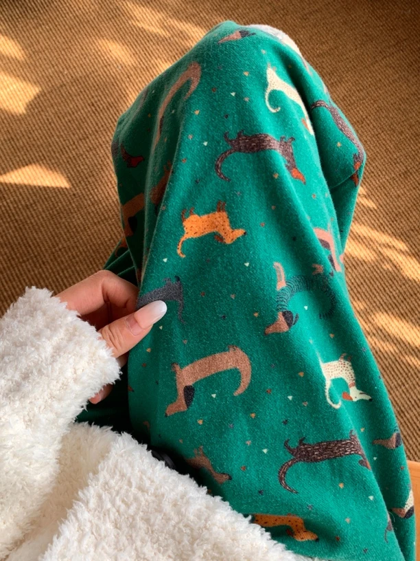 新品| 秋冬A类全棉磨毛长裤 可爱柔软家居裤有口袋无抽绳