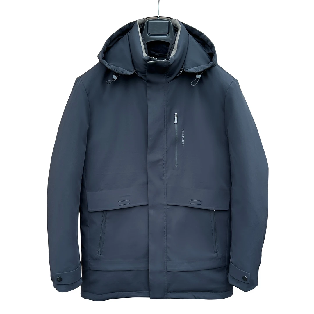 2025新款羽绒服中老年男装休闲羽绒服时尚连帽中长款秋冬保暖