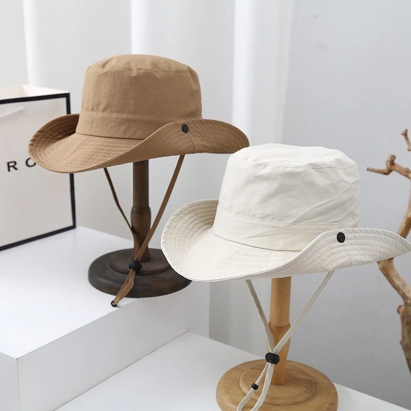 儿童纯色速干渔夫帽防紫外线遮阳帽男女户外薄款西部牛仔登山帽子